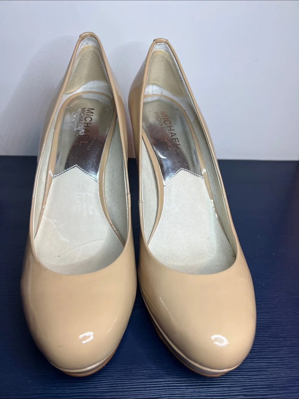 Michael Kors Nude  Patent Leather Platform Stiletto Pumps - Womens Heels Size 8